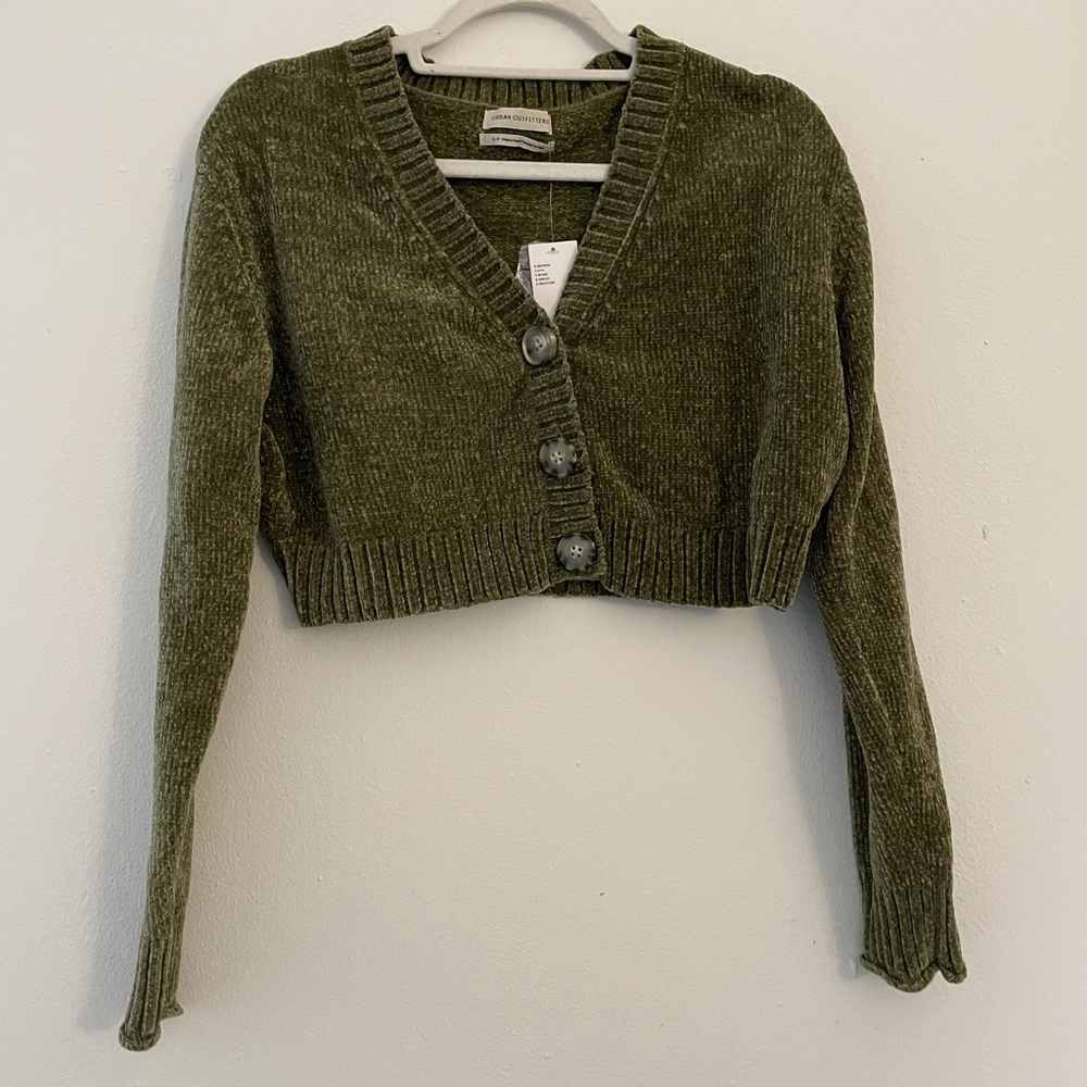 Urban outfitters NWT S green cozy cropped cardigan